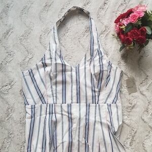 Belle Sky White Vertical Blue Viva Stripe Band XL